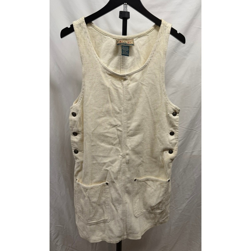 Vintage 90's Express Women's NWOT Cream Corduroy Overall Jumper‎ Dress Small